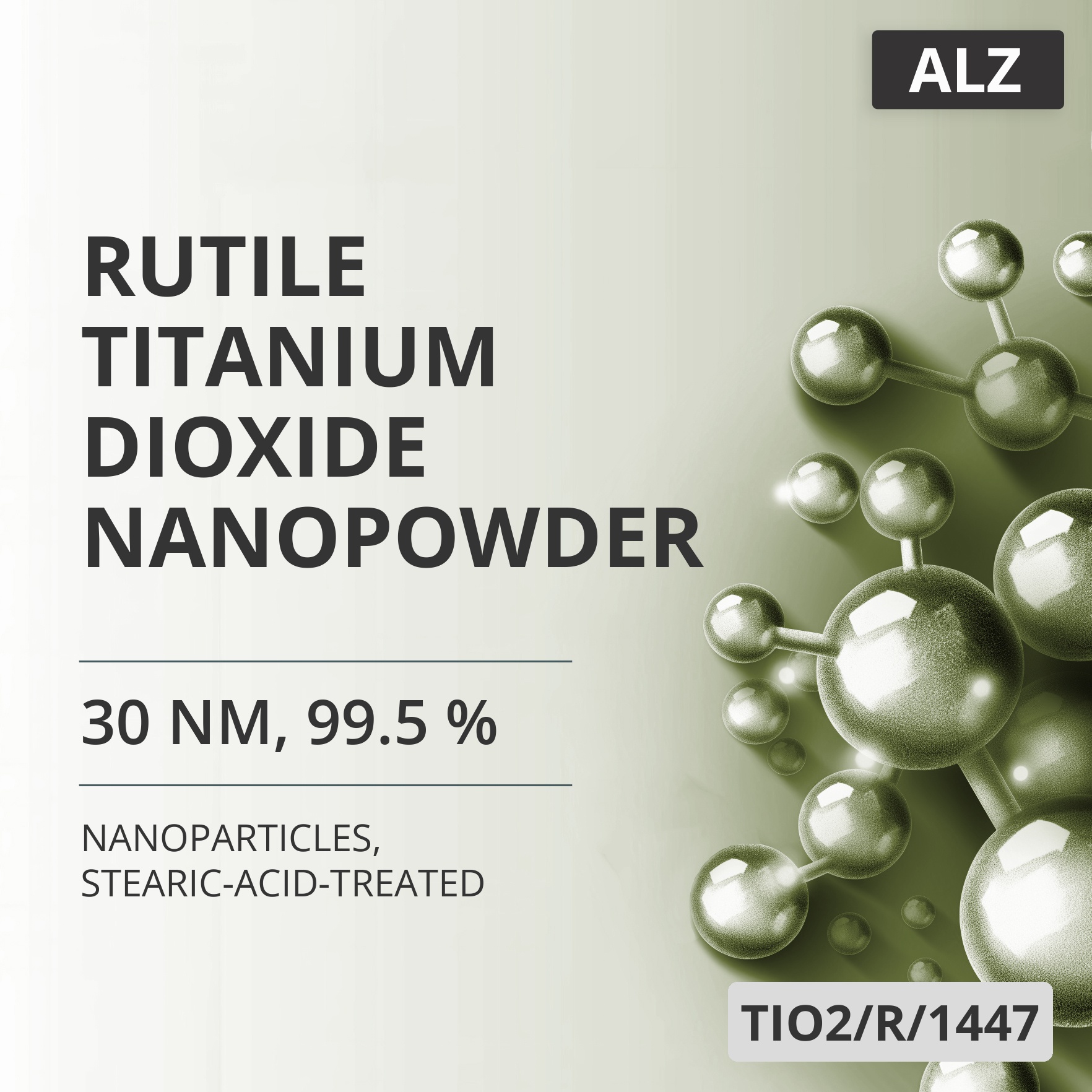 Rutile Titanium Dioxide Nanopowder, 30 nm, 99.5 %, Stearic-Acid-Treated (TIO2/R/1447)