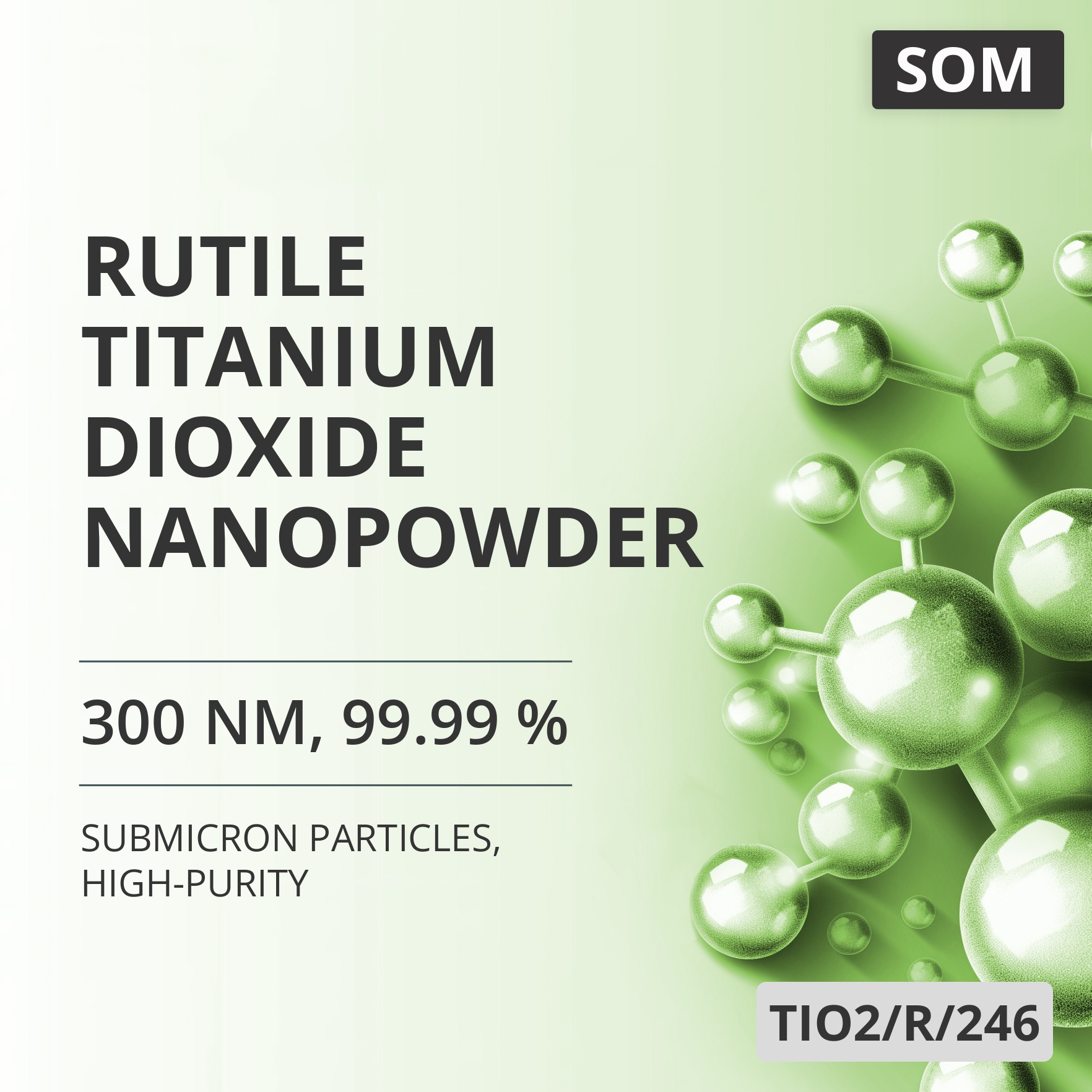 Rutile Titanium Dioxide Nanopowder, 300 nm, 99.99 %, High-Purity (TIO2/R/246)
