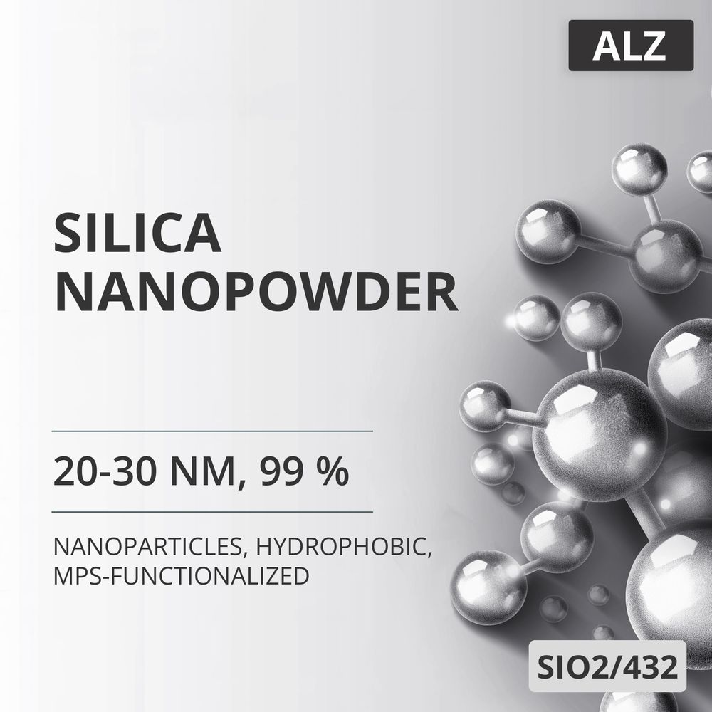 Silica Nanopowder, 20-30 nm, 99 %, Hydrophobic, MPS-Functionalized (SIO2/432)