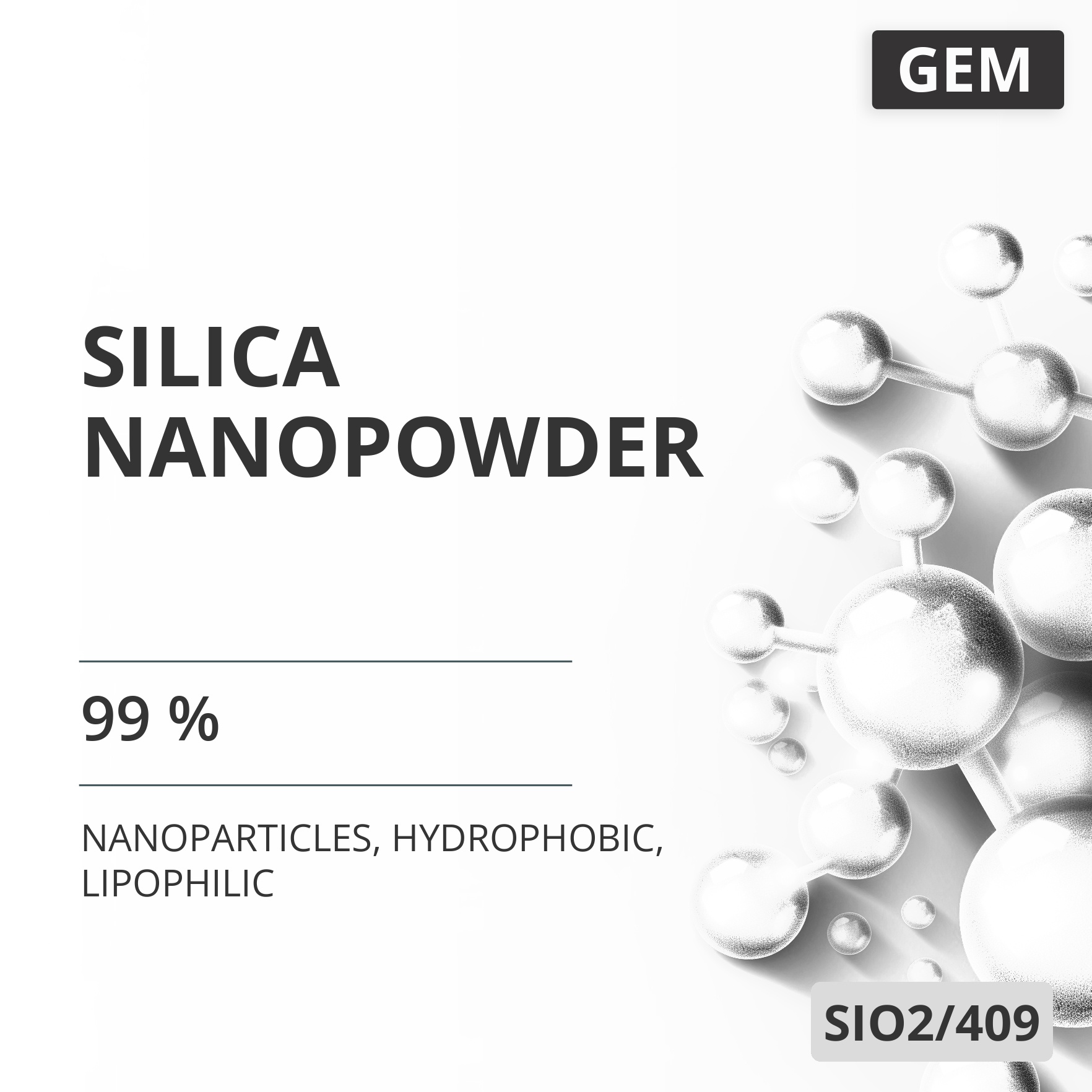 Silica Nanopowder, 99 %, Hydrophobic, Lipophilic (SIO2/409)