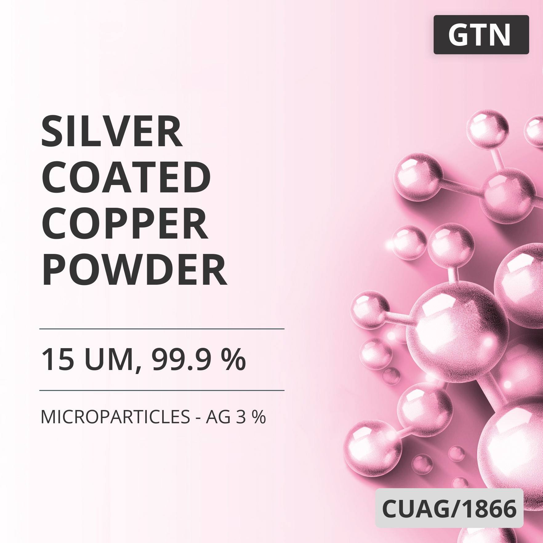 Silver-Coated Copper Powder, 15 um, 99.9 % - Ag 3 % (CUAG/1866)