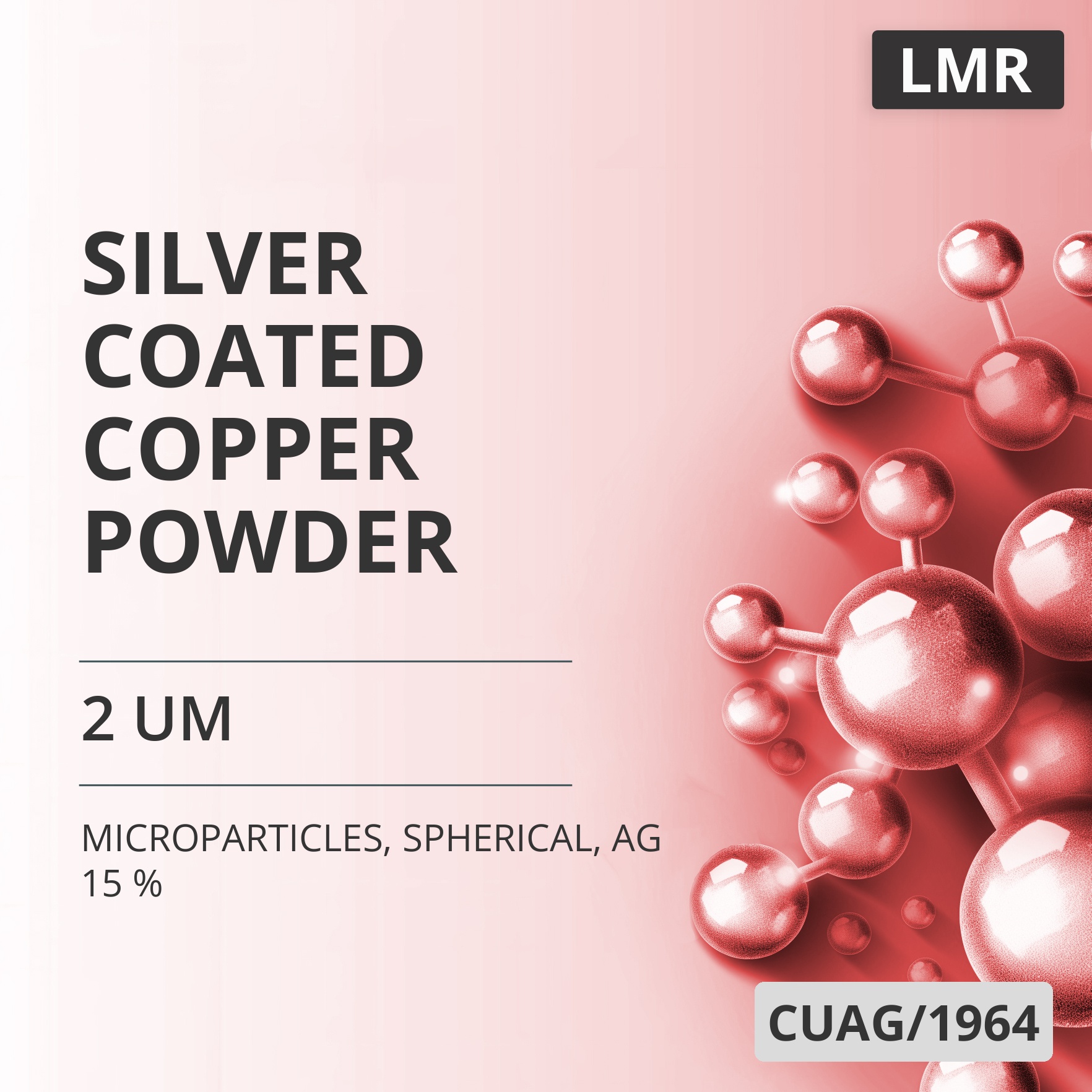 Silver-Coated Copper Powder, 2 um, Spherical, Ag 15 % (CUAG/1964)