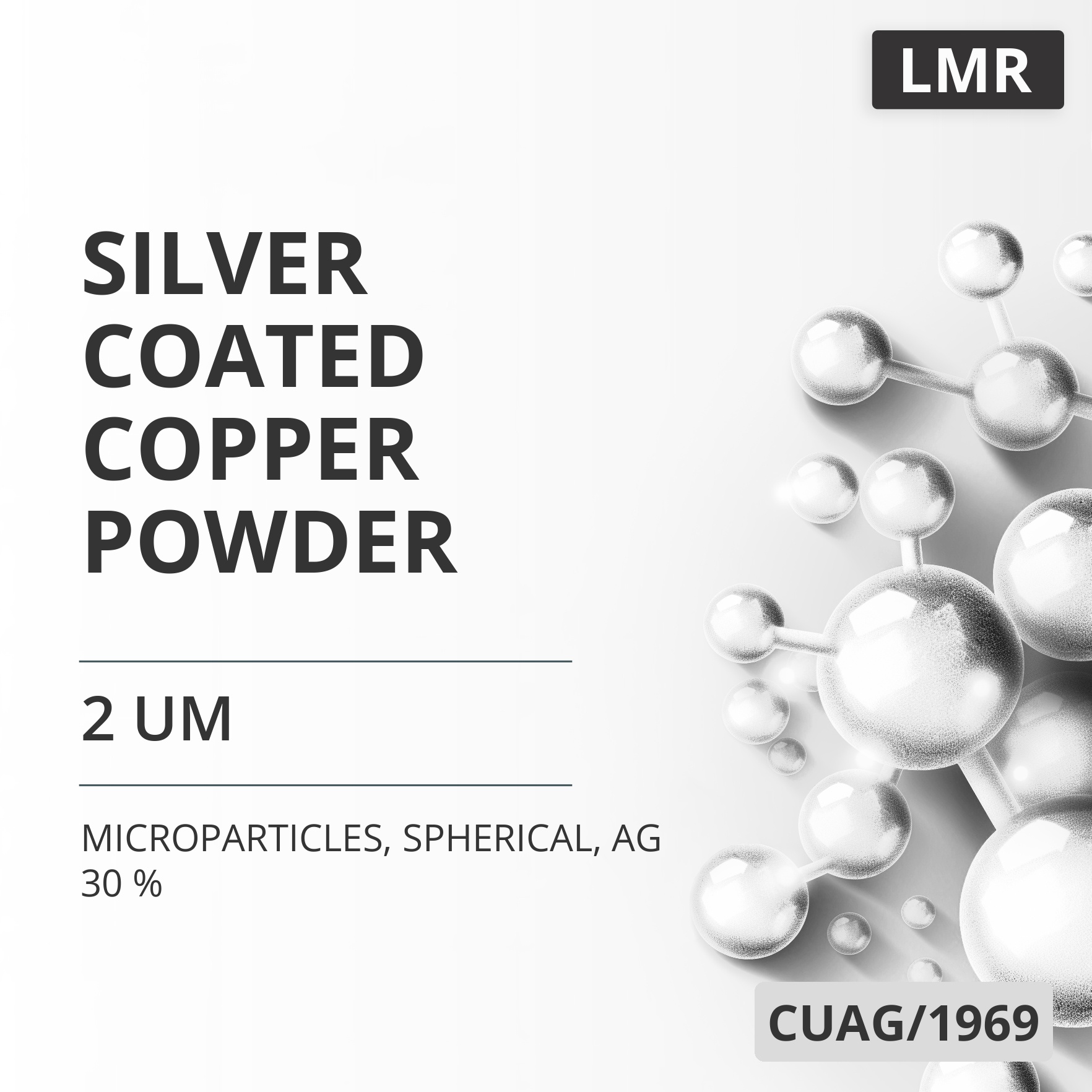 Silver-Coated Copper Powder, 2 um, Spherical, Ag 30 % (CUAG/1969)