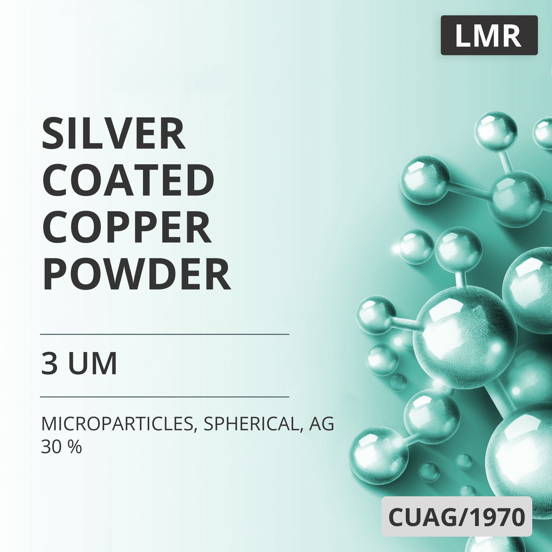 Silver-Coated Copper Powder, 3 um, Spherical, Ag 30 % (CUAG/1970)