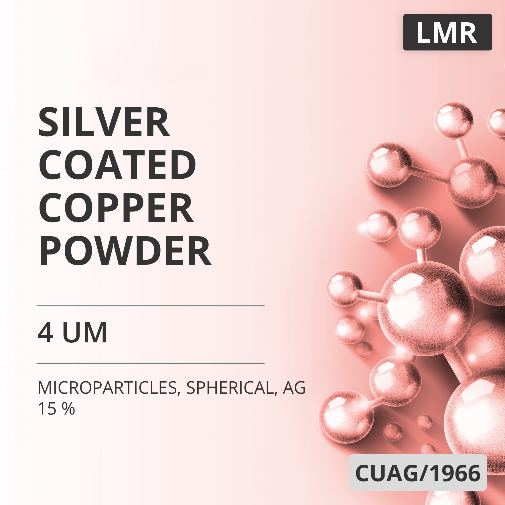 Silver-Coated Copper Powder, 4 um, Spherical, Ag 15 % (CUAG/1966)