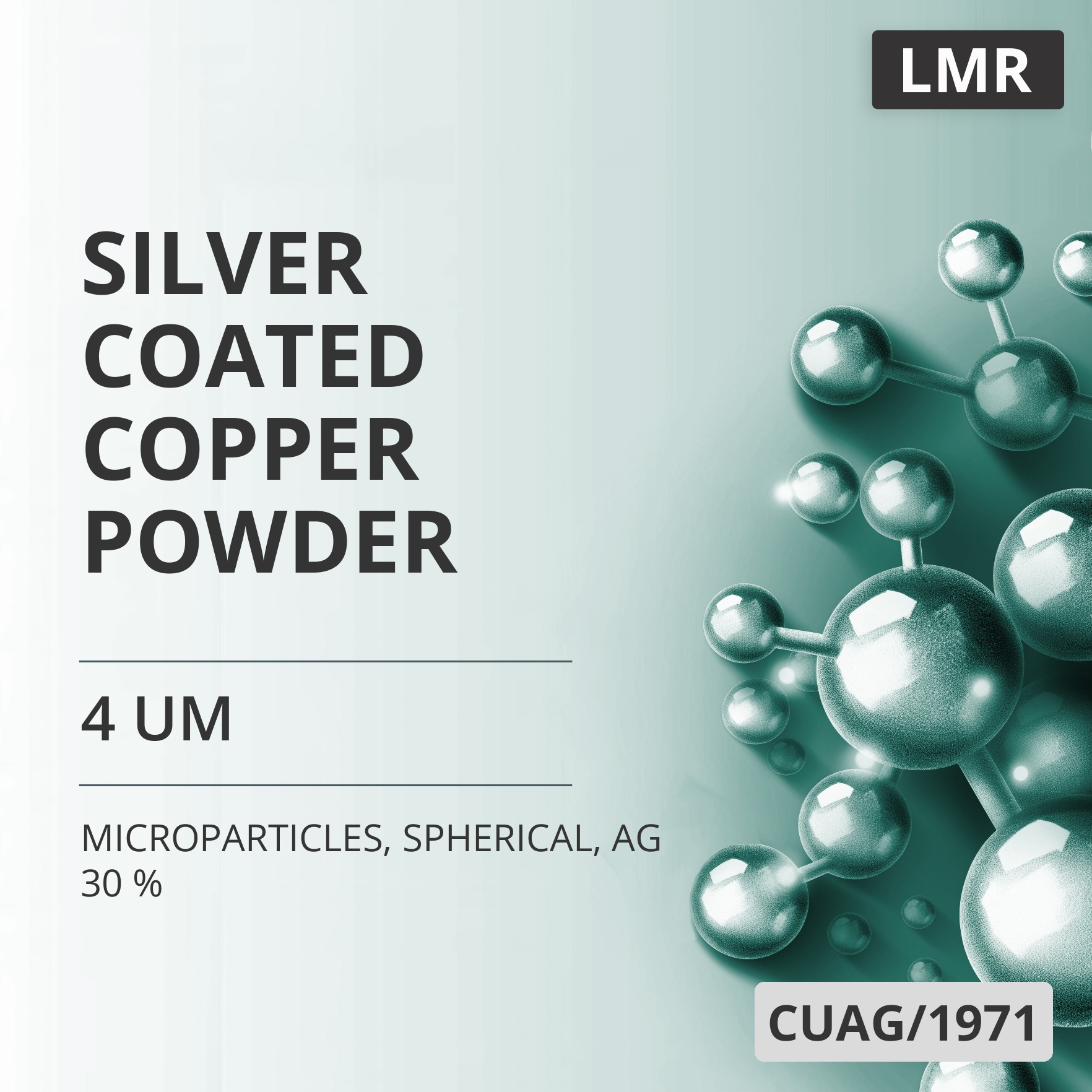 Silver-Coated Copper Powder, 4 um, Spherical, Ag 30 % (CUAG/1971)