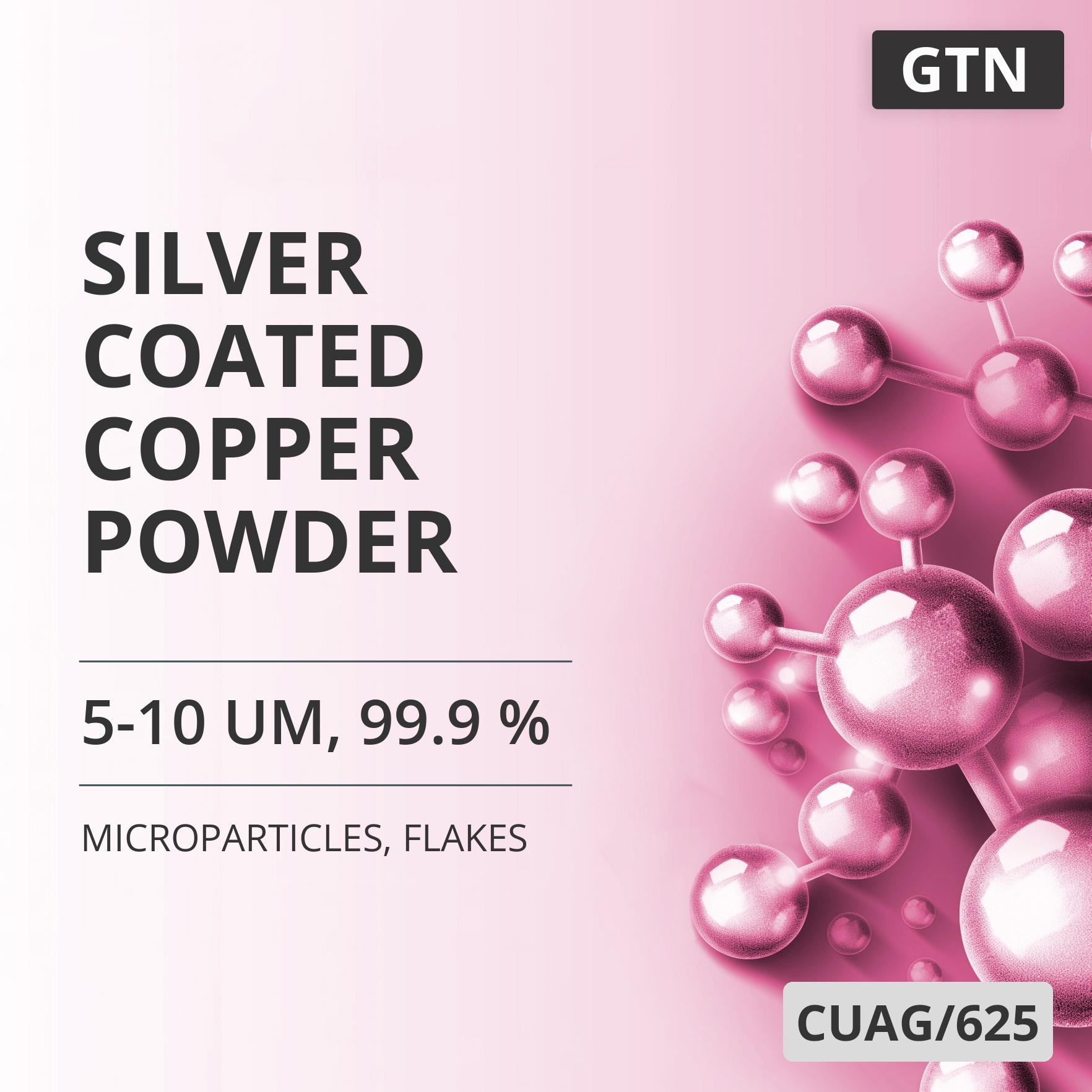 Silver-Coated Copper Powder, 5-10 um, 99.9 %, Flakes (CUAG/625)