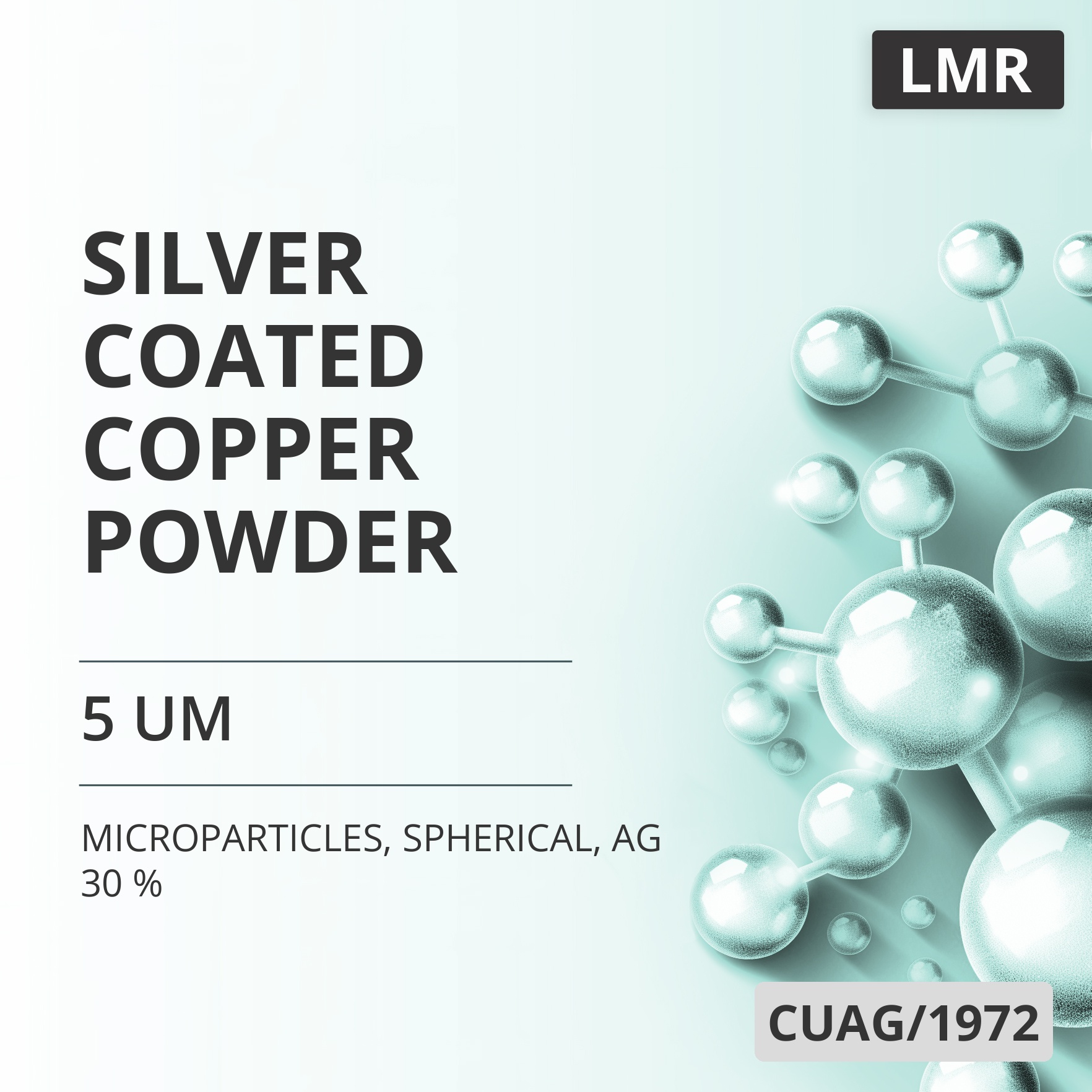 Silver-Coated Copper Powder, 5 um, Spherical, Ag 30 % (CUAG/1972)