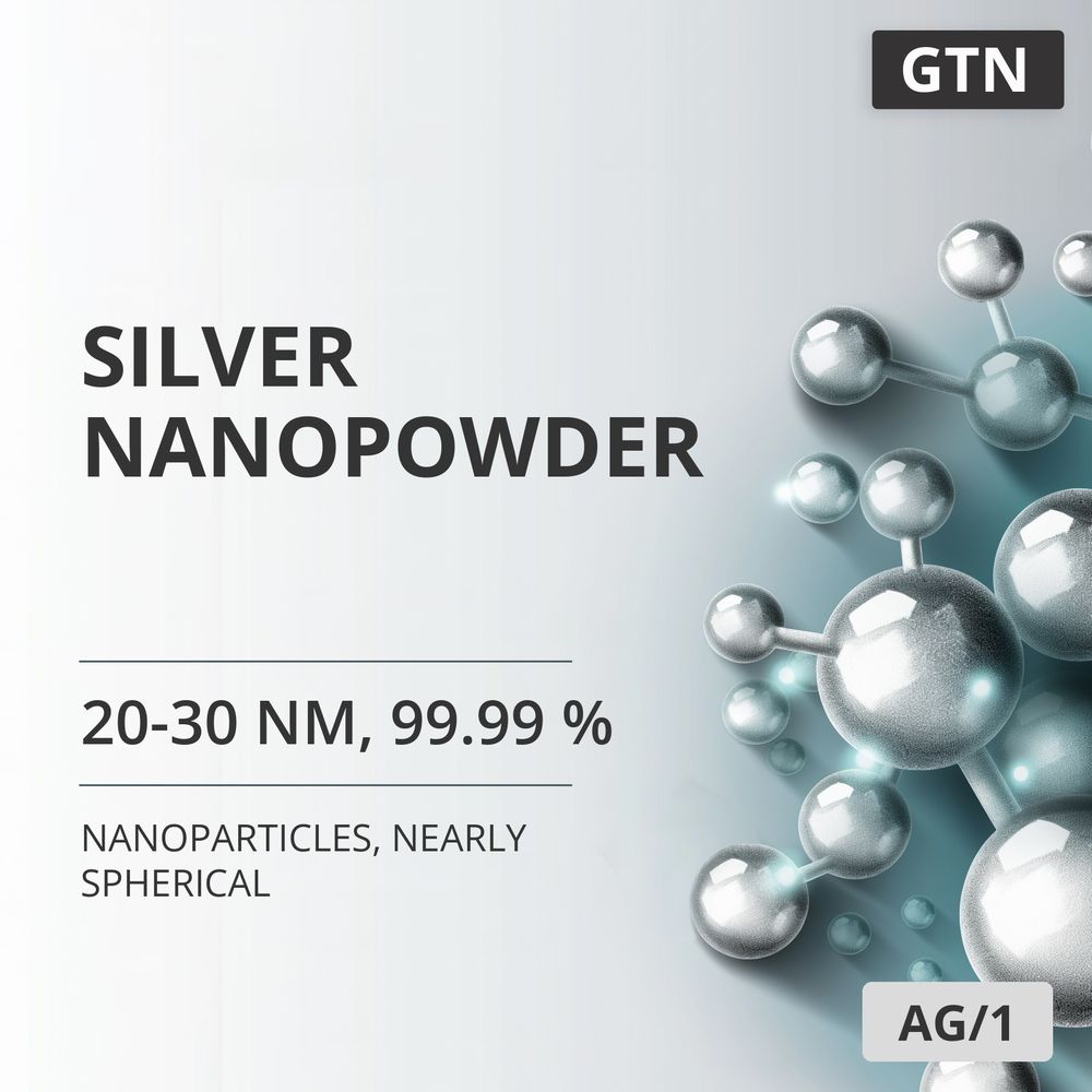 Silver Nanopowder, 20-30 nm, 99.99 %, Nearly Spherical (AG/1)