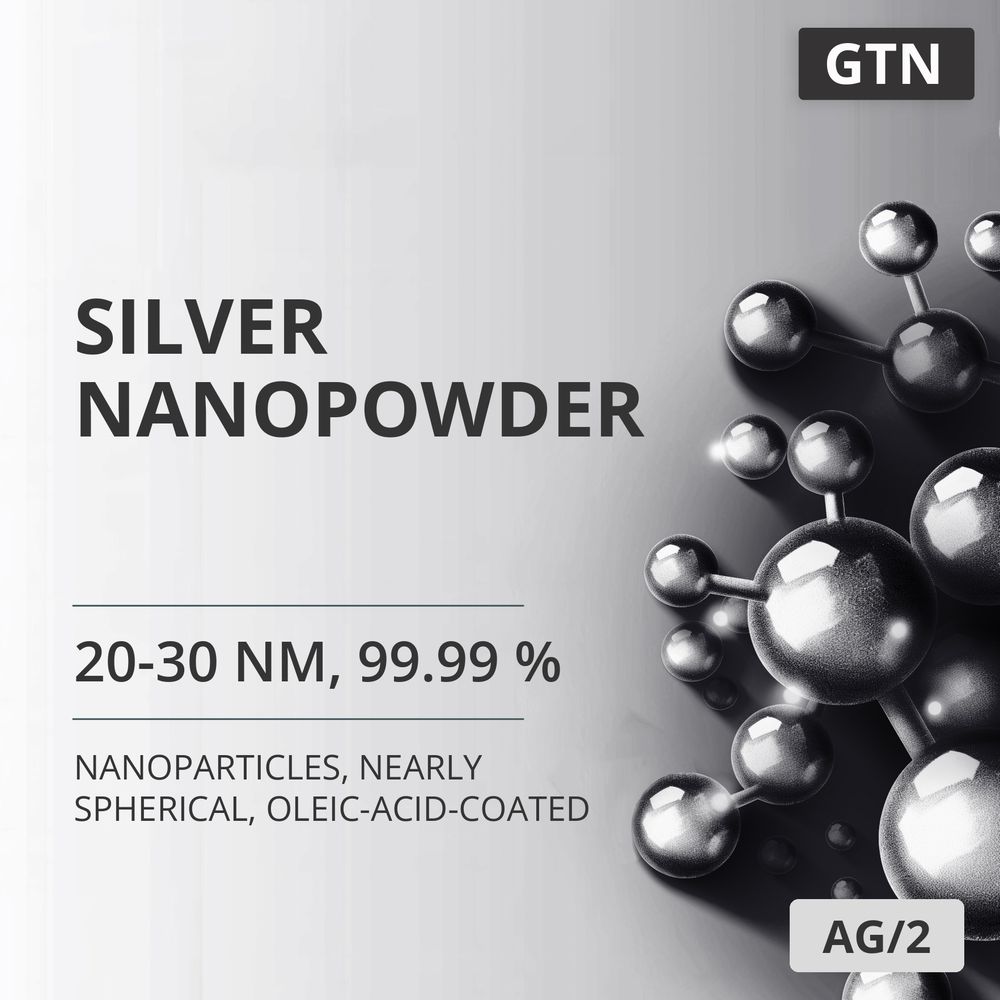 Silver Nanopowder, 20-30 nm, 99.99 %, Nearly Spherical, Oleic-Acid-Coated (AG/2)