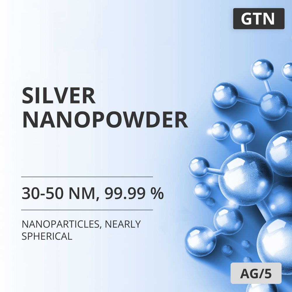Silver Nanopowder, 30-50 nm, 99.99 %, Nearly Spherical (AG/5)
