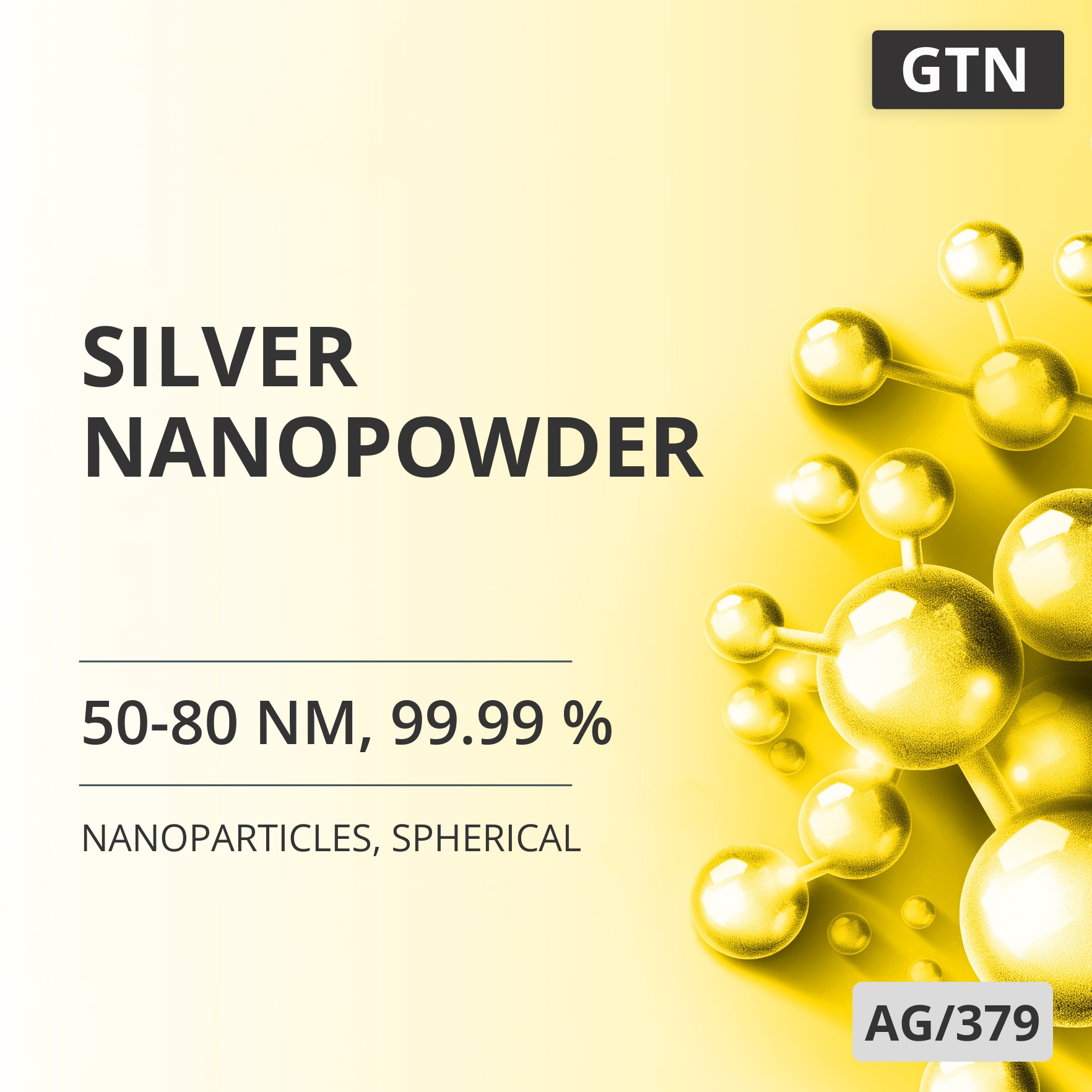 Silver Nanopowder, 50-80 nm, 99.99 %, Spherical (AG/379)