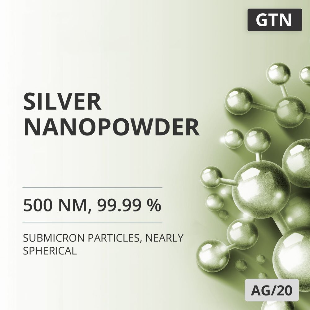 Silver Nanopowder, 500 nm, 99.99 %, Nearly Spherical (AG/20)
