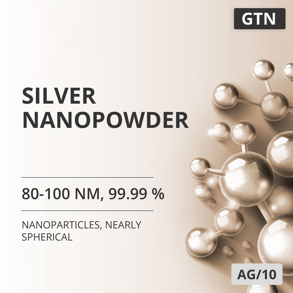Silver Nanopowder, 80-100 nm, 99.99 %, Nearly Spherical (AG/10)