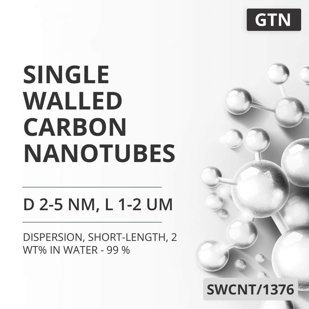 Single-Walled Carbon Nanotubes, D 2-5 nm, L 1-2 um, 99 %, Short-Length, 2 wt% in Water - 99 % (SWCNT/1376)