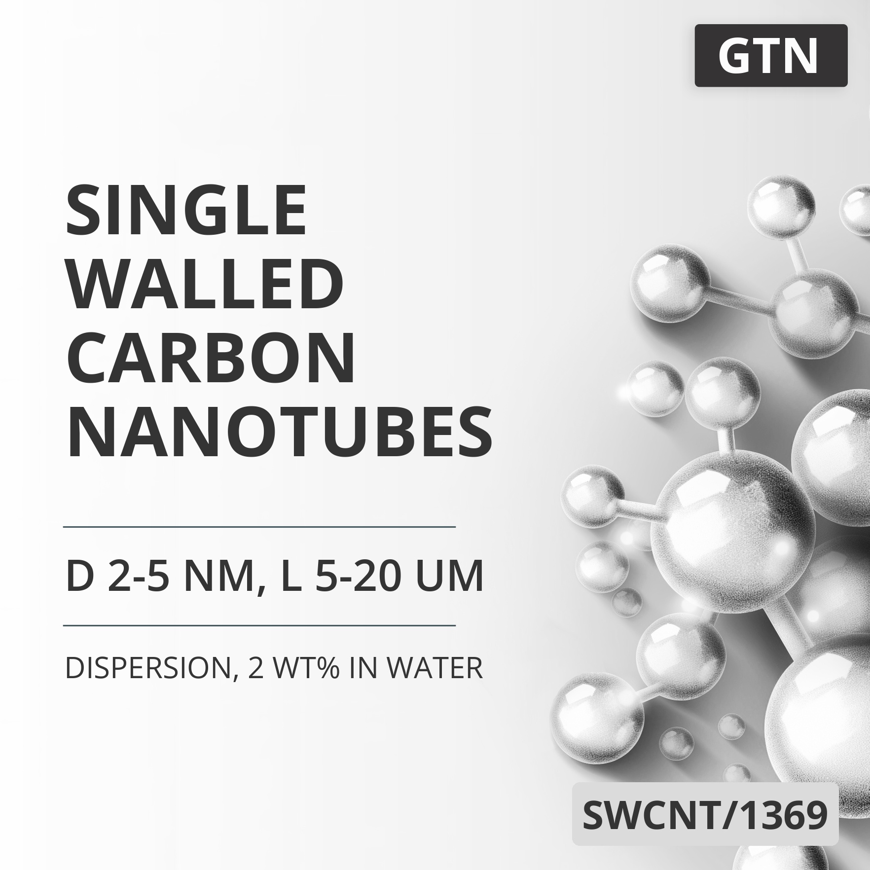 Single-Walled Carbon Nanotubes, D 2-5 nm, L 5-20 um, 2 wt% in Water (SWCNT/1369)