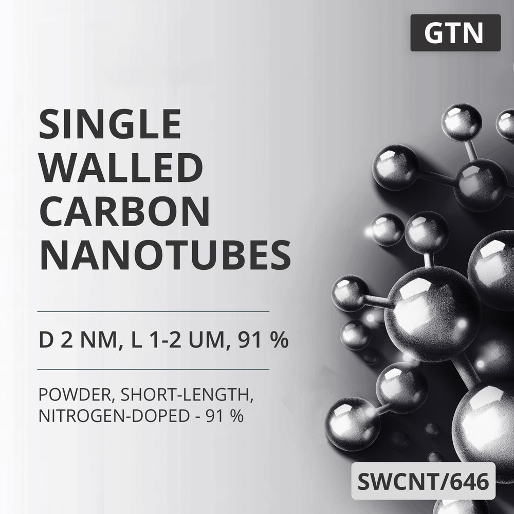 Single-Walled Carbon Nanotubes, D 2 nm, L 1-2 um, 91 %, Short-Length, Nitrogen-Doped - 91 % (SWCNT/646)