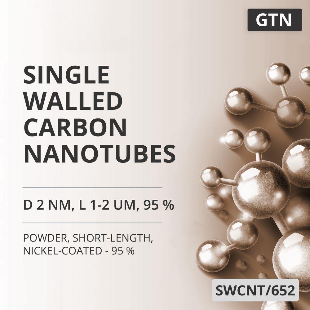 Single-Walled Carbon Nanotubes, D 2 nm, L 1-2 um, 95 %, Short-Length, Nickel-Coated - 95 % (SWCNT/652)