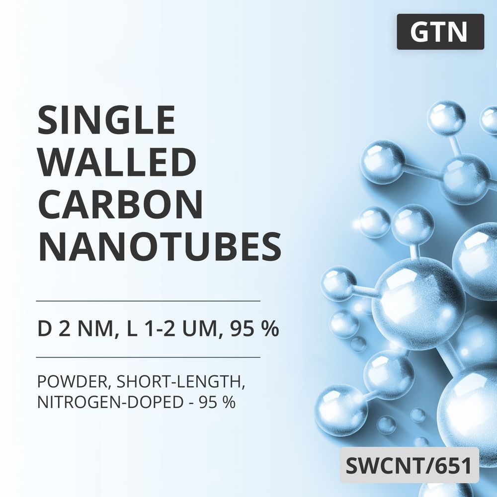 Single-Walled Carbon Nanotubes, D 2 nm, L 1-2 um, 95 %, Short-Length, Nitrogen-Doped - 95 % (SWCNT/651)