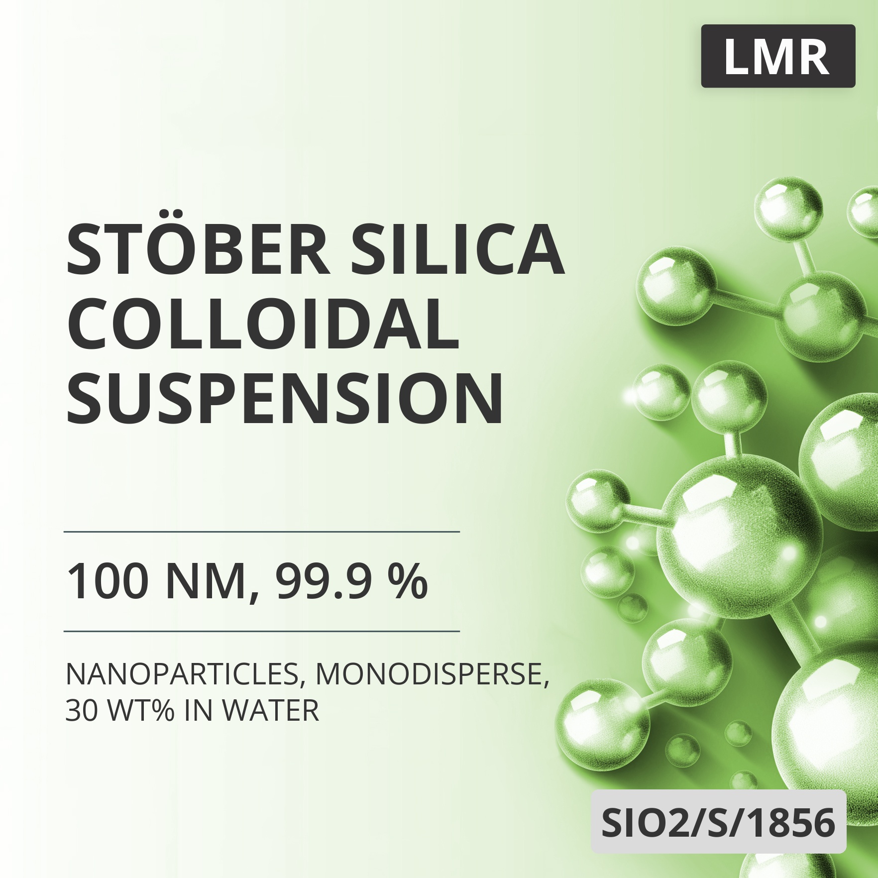 Stöber Silica Colloidal Suspension, 100 nm, 99.9 %, Monodisperse, 30 wt% in Water (SIO2/S/1856)