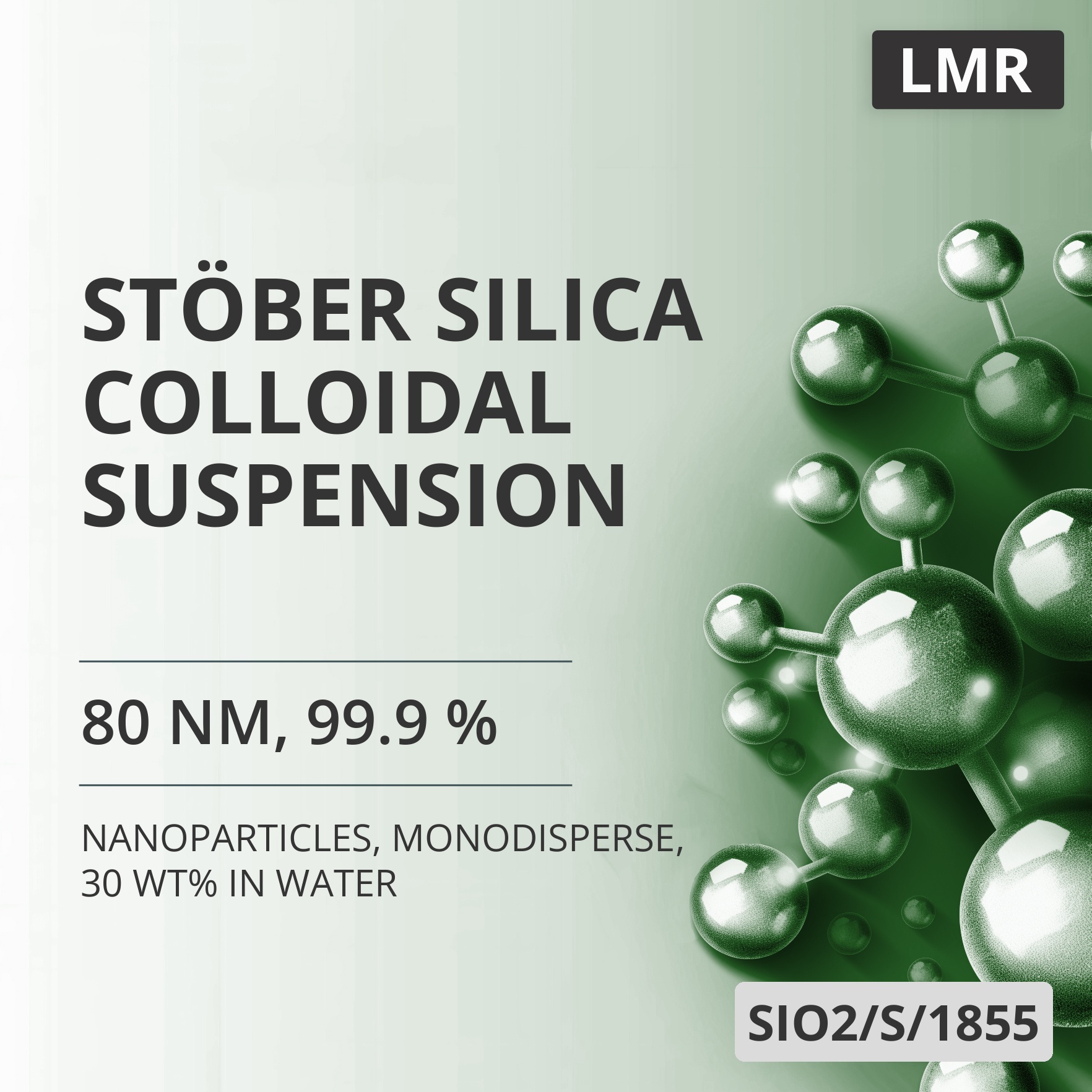 Stöber Silica Colloidal Suspension, 80 nm, 99.9 %, Monodisperse, 30 wt% in Water (SIO2/S/1855)