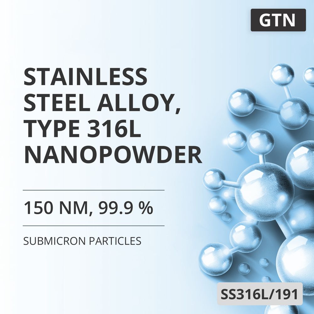 Stainless Steel Alloy, Type 316L Nanopowder, 150 nm, 99.9 % (SS316L/191)