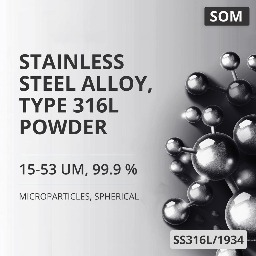 Stainless Steel Alloy, Type 316L Powder, 15-53 um, 99.9 %, Spherical (SS316L/1934)
