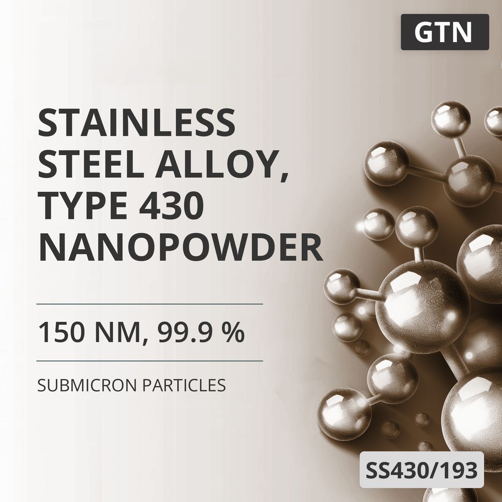 Stainless Steel Alloy, Type 430 Nanopowder, 150 nm, 99.9 % (SS430/193)