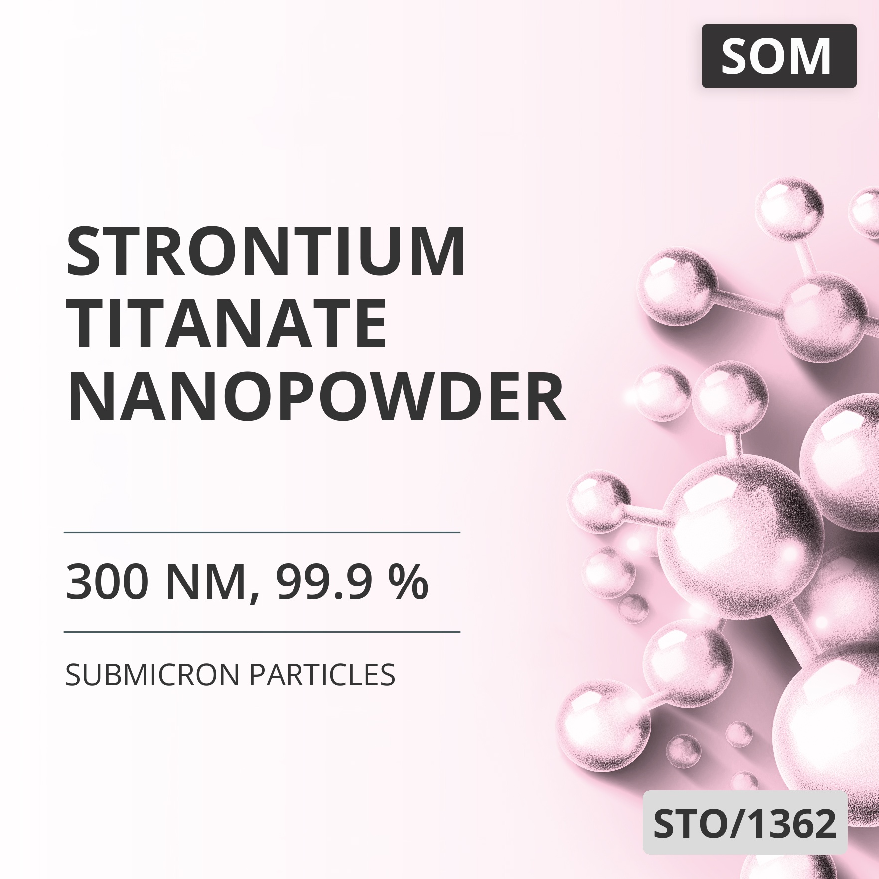 Strontium Titanate Nanopowder, 300 nm, 99.9 % (STO/1362)