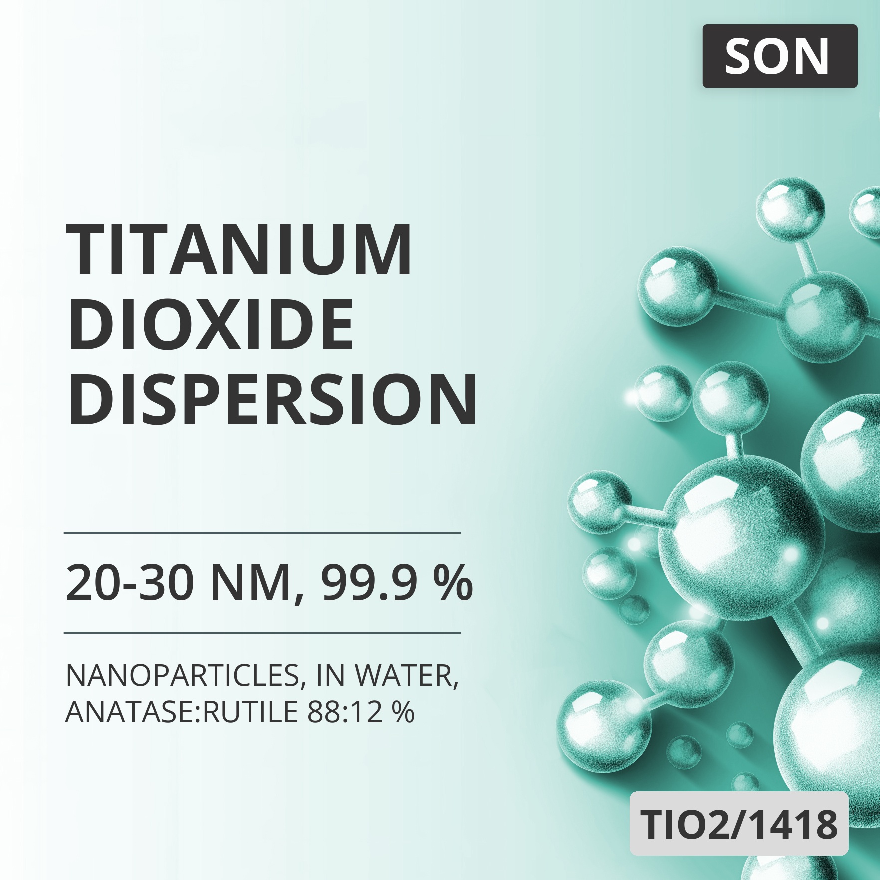 Titanium Dioxide Dispersion, 20-30 nm, 99.9 %, in Water, Anatase:Rutile 88:12 % (TIO2/1418)