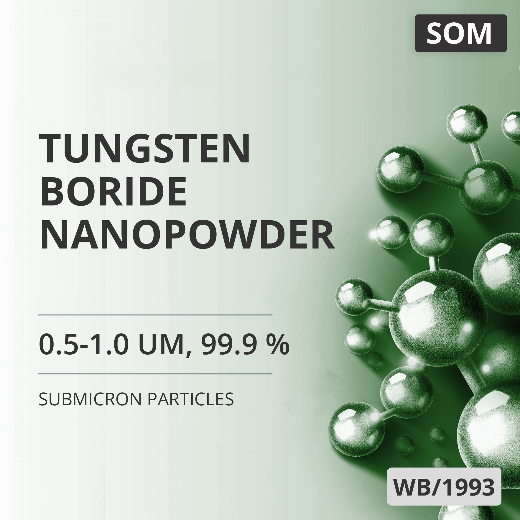 Tungsten Boride Nanopowder, 0.5-1.0 um, 99.9 % (WB/1993)