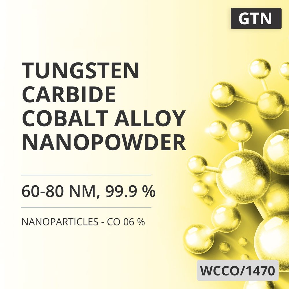 Tungsten Carbide-Cobalt Alloy Nanopowder, 60-80 nm, 99.9 % - Co 06 % (WCCO/1470)