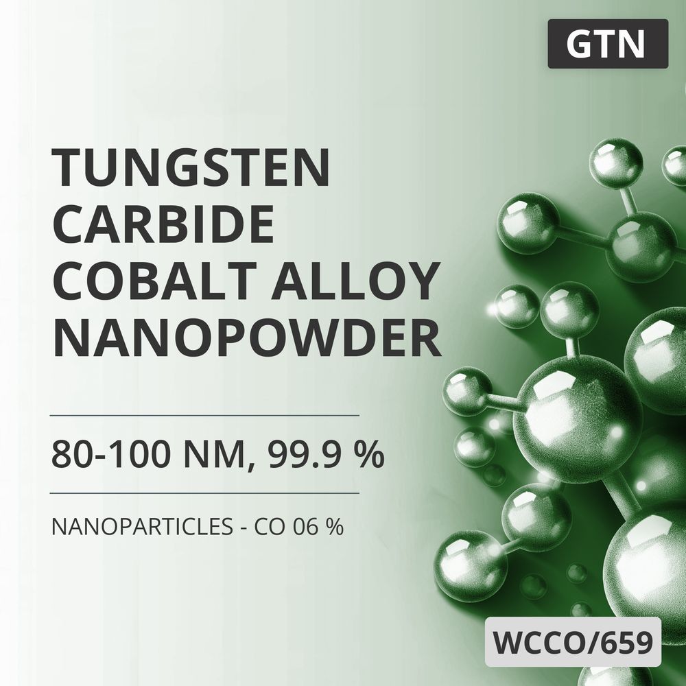 Tungsten Carbide-Cobalt Alloy Nanopowder, 80-100 nm, 99.9 % - Co 06 % (WCCO/659)