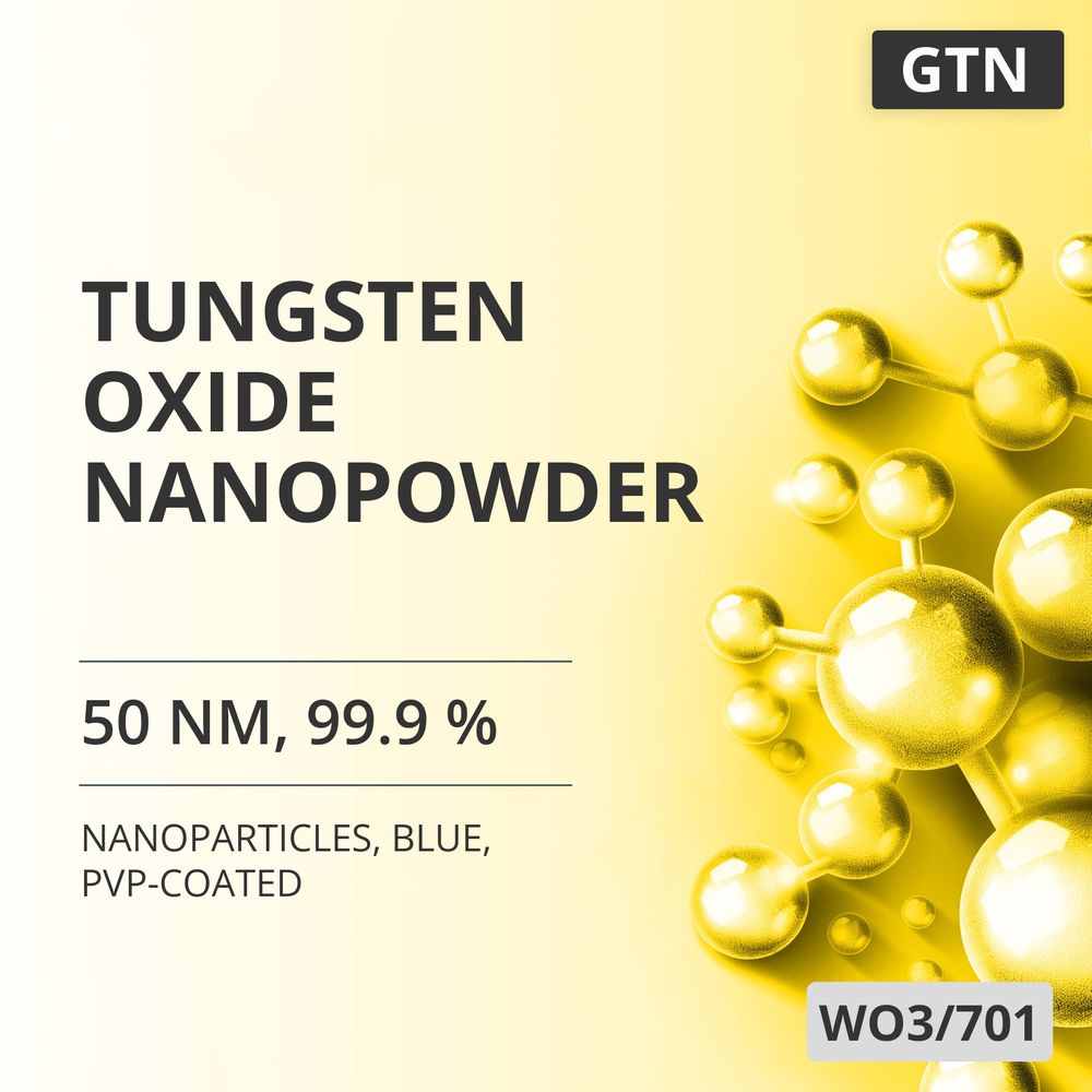 Tungsten Oxide Nanopowder, 50 nm, 99.9 %, Blue, PVP-Coated (WO3/701)