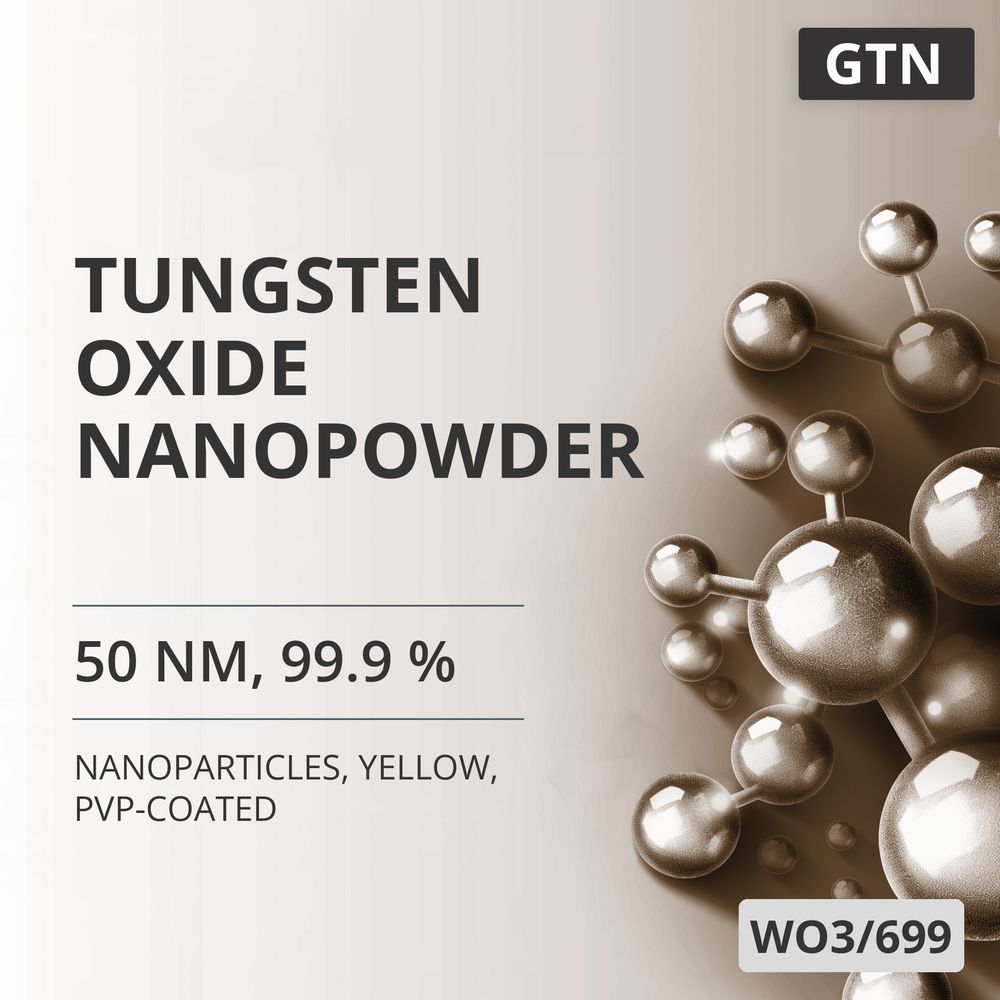 Tungsten Oxide Nanopowder, 50 nm, 99.9 %, Yellow, PVP-Coated (WO3/699)
