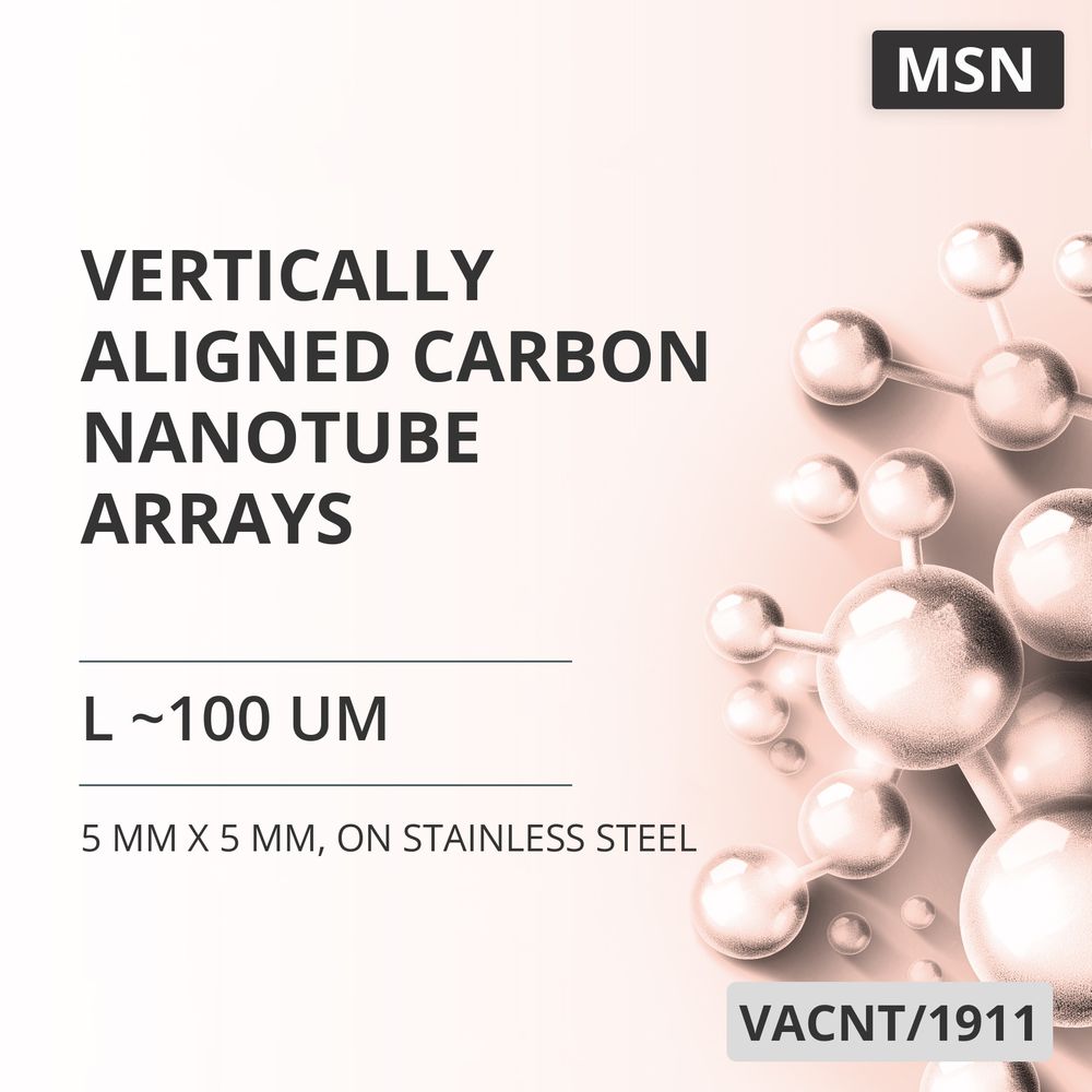 Vertically Aligned Carbon Nanotube Arrays, L ~100 um, 5 mm x 5 mm, on Stainless Steel (VACNT/1911)
