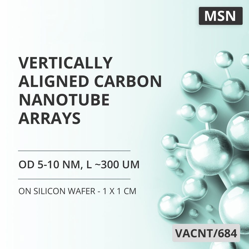 Vertically Aligned Carbon Nanotube Arrays, OD 5-10 nm, L ~300 um, 99.9 %, on Silicon Wafer - 1 x 1 cm (VACNT/684)