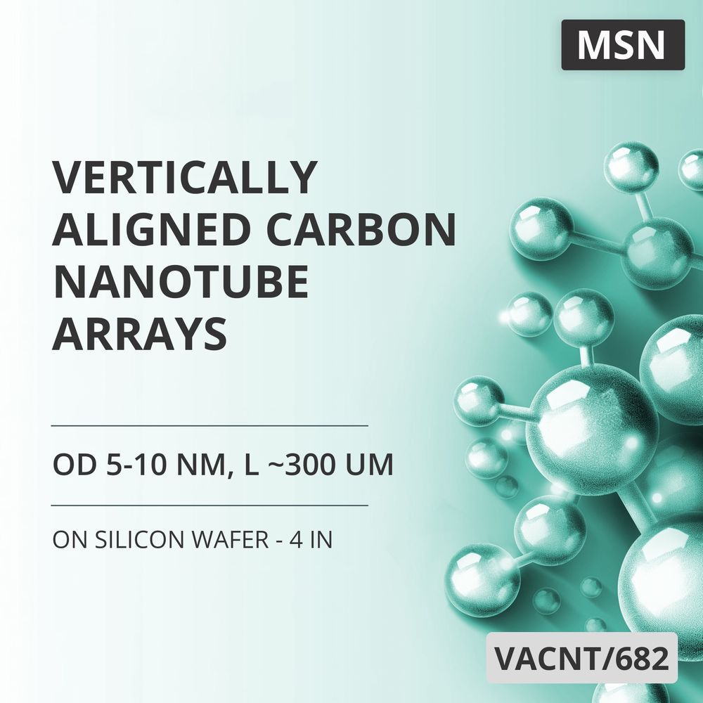 Vertically Aligned Carbon Nanotube Arrays, OD 5-10 nm, L ~300 um, 99.9 %, on Silicon Wafer - 4 in (VACNT/682)
