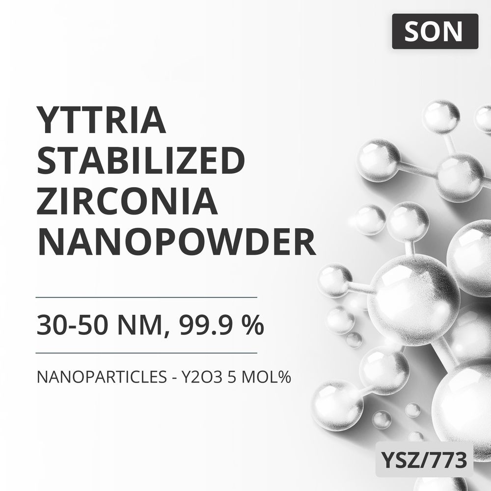 Yttria-Stabilized Zirconia Nanopowder, 30-50 nm, 99.9 % - Y2O3 5 mol% (YSZ/773)
