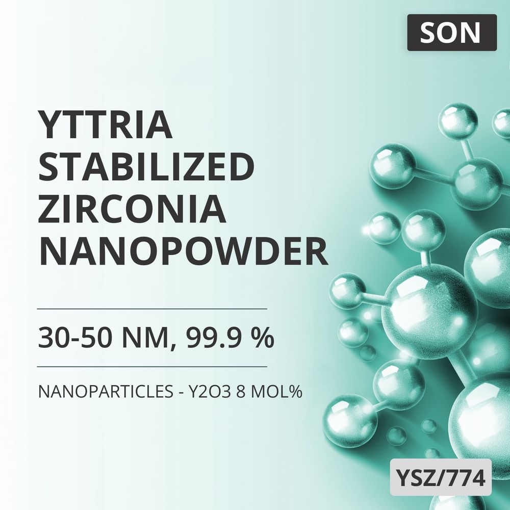 Yttria-Stabilized Zirconia Nanopowder, 30-50 nm, 99.9 % - Y2O3 8 mol% (YSZ/774)