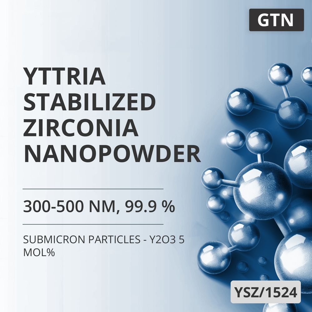 Yttria-Stabilized Zirconia Nanopowder, 300-500 nm, 99.9 % - Y2O3 5 mol% (YSZ/1524)