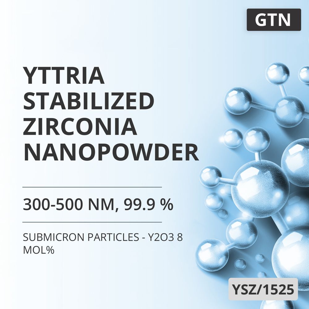Yttria-Stabilized Zirconia Nanopowder, 300-500 nm, 99.9 % - Y2O3 8 mol% (YSZ/1525)