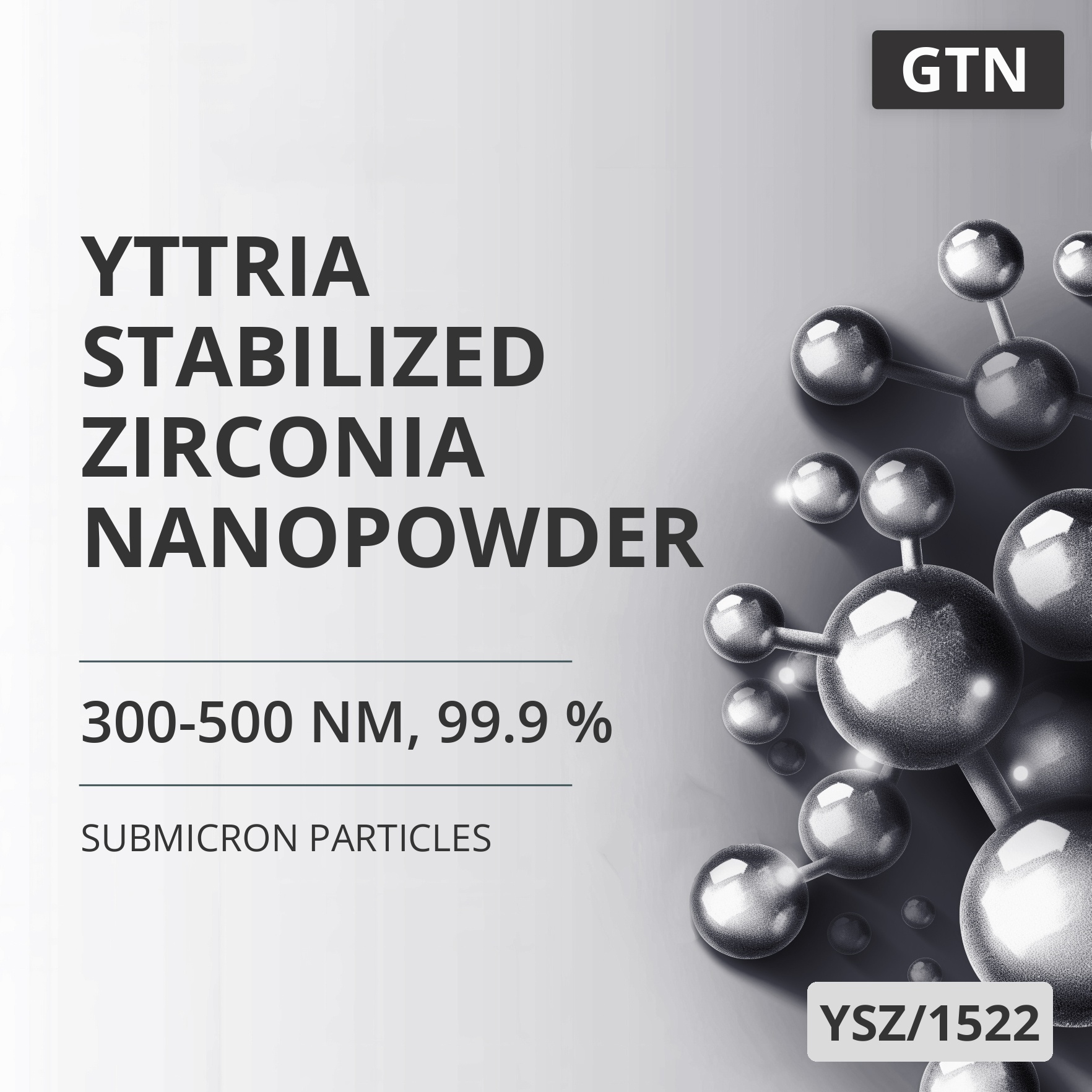 Yttria-Stabilized Zirconia Nanopowder, 300-500 nm, 99.9 % (YSZ/1522)