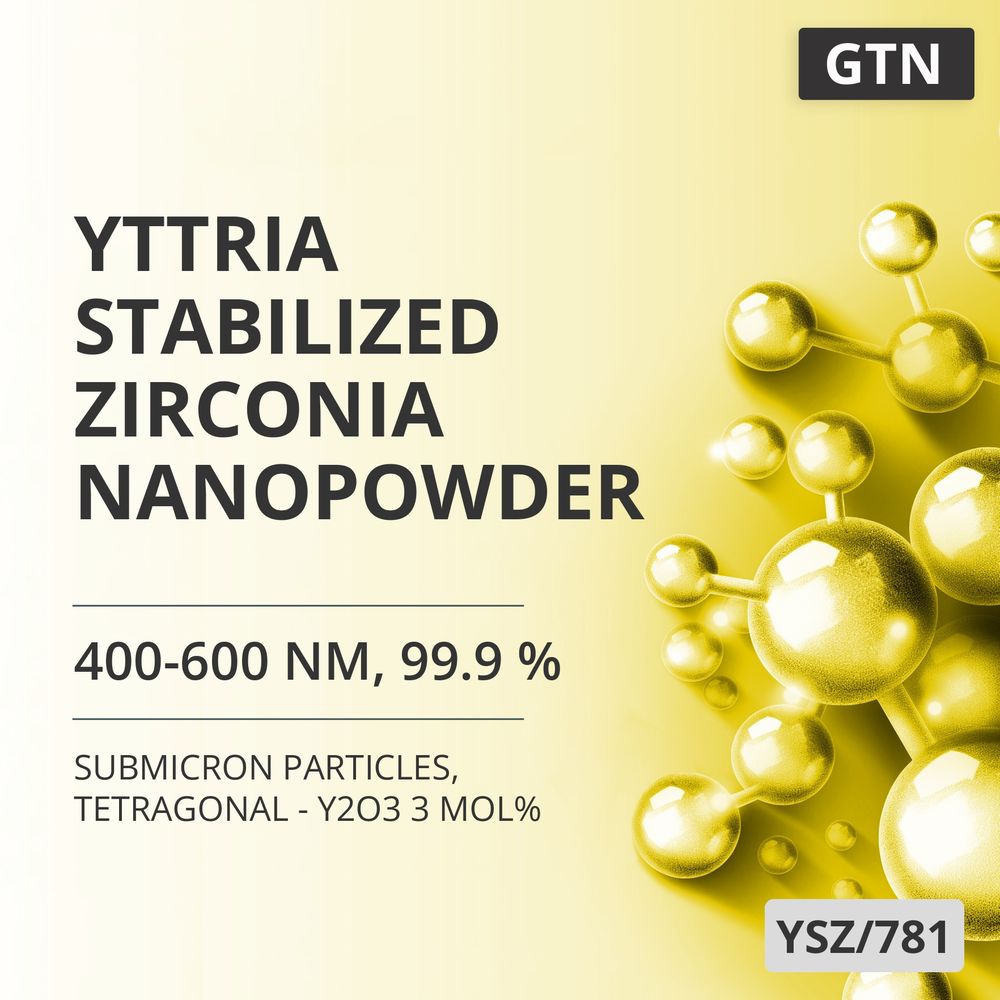 Yttria-Stabilized Zirconia Nanopowder, 400-600 nm, 99.9 %, Tetragonal - Y2O3 3 mol% (YSZ/781)