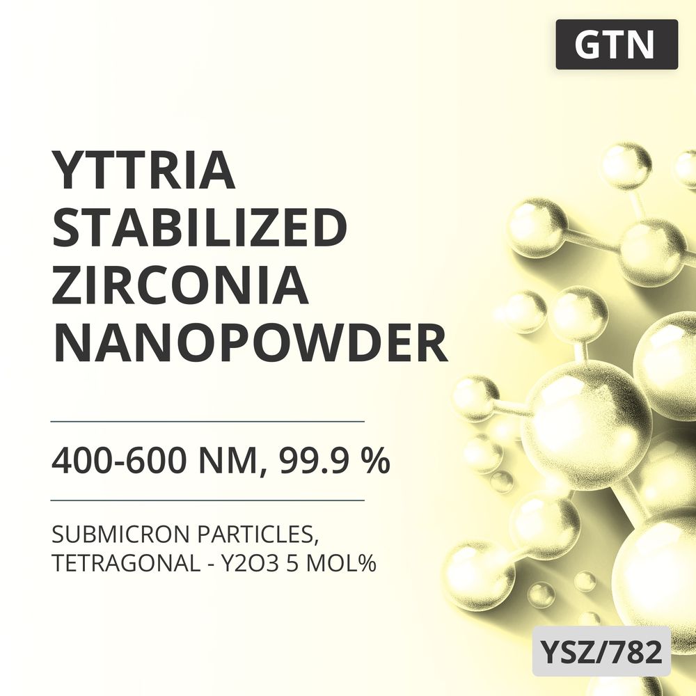 Yttria-Stabilized Zirconia Nanopowder, 400-600 nm, 99.9 %, Tetragonal - Y2O3 5 mol% (YSZ/782)