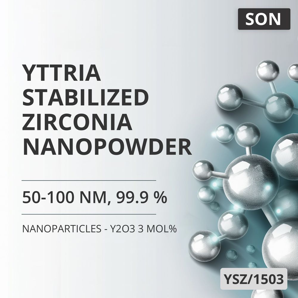 Yttria-Stabilized Zirconia Nanopowder, 50-100 nm, 99.9 % - Y2O3 3 mol% (YSZ/1503)