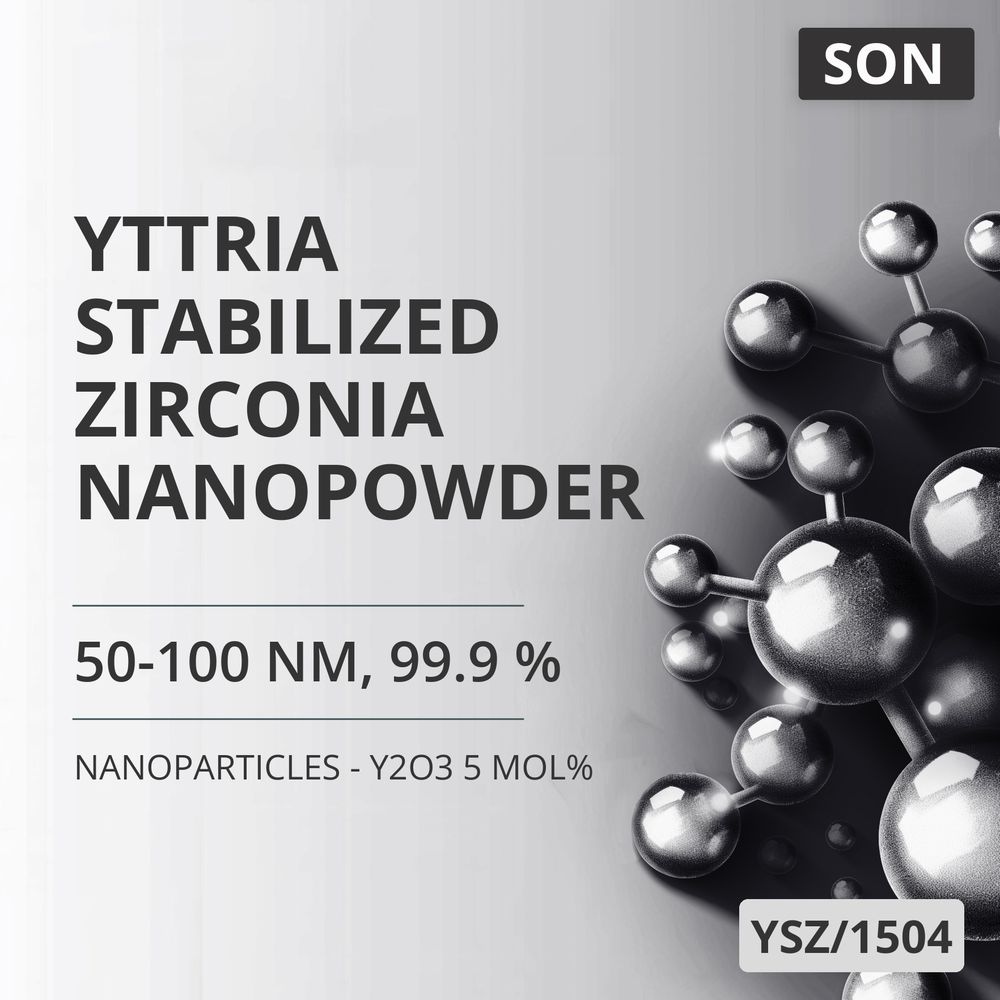 Yttria-Stabilized Zirconia Nanopowder, 50-100 nm, 99.9 % - Y2O3 5 mol% (YSZ/1504)