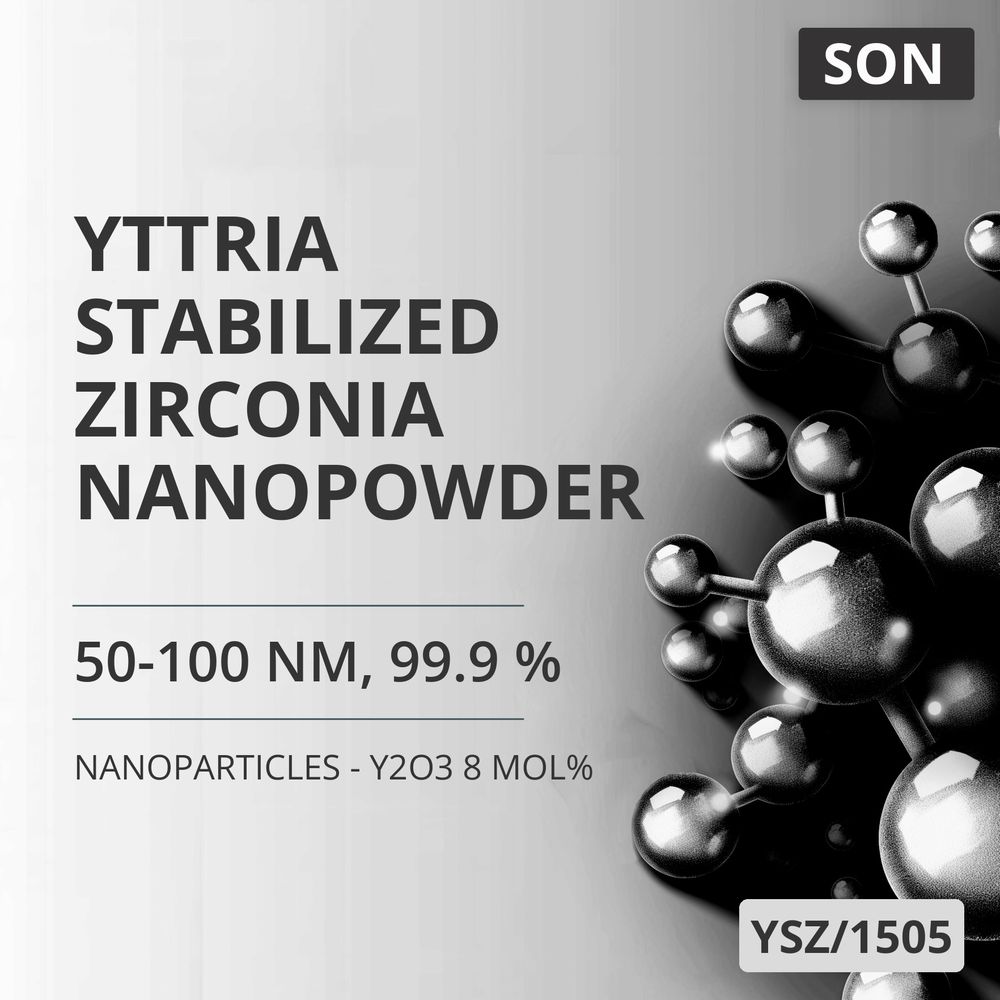 Yttria-Stabilized Zirconia Nanopowder, 50-100 nm, 99.9 % - Y2O3 8 mol% (YSZ/1505)