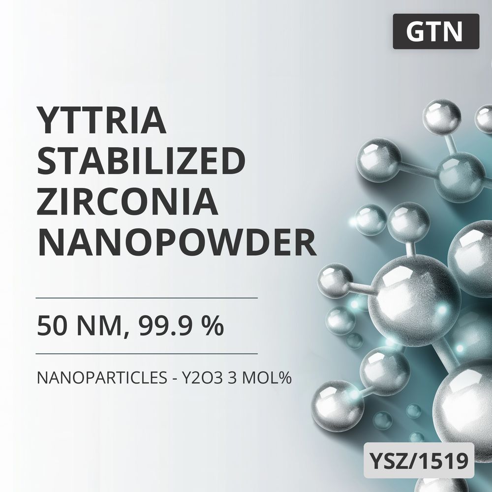 Yttria-Stabilized Zirconia Nanopowder, 50 nm, 99.9 % - Y2O3 3 mol% (YSZ/1519)