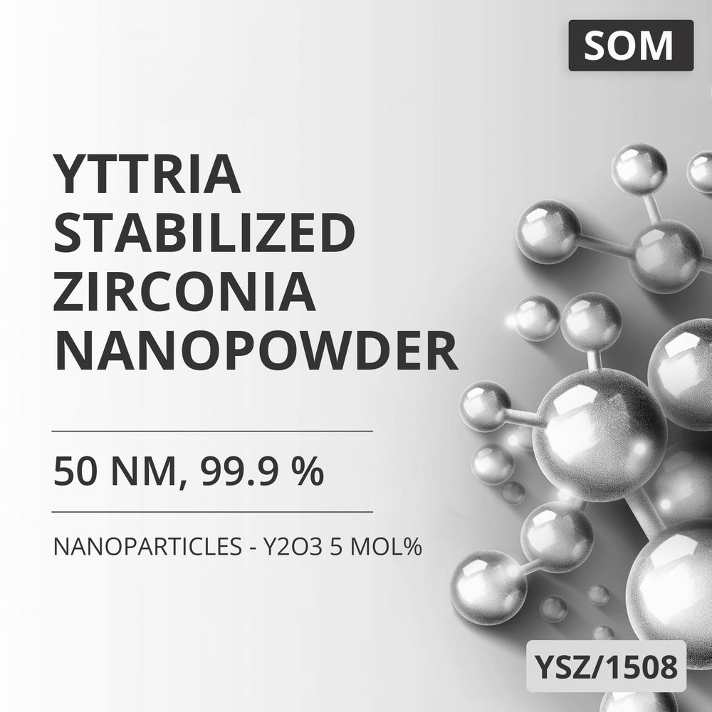 Yttria-Stabilized Zirconia Nanopowder, 50 nm, 99.9 % - Y2O3 5 mol% (YSZ/1508)